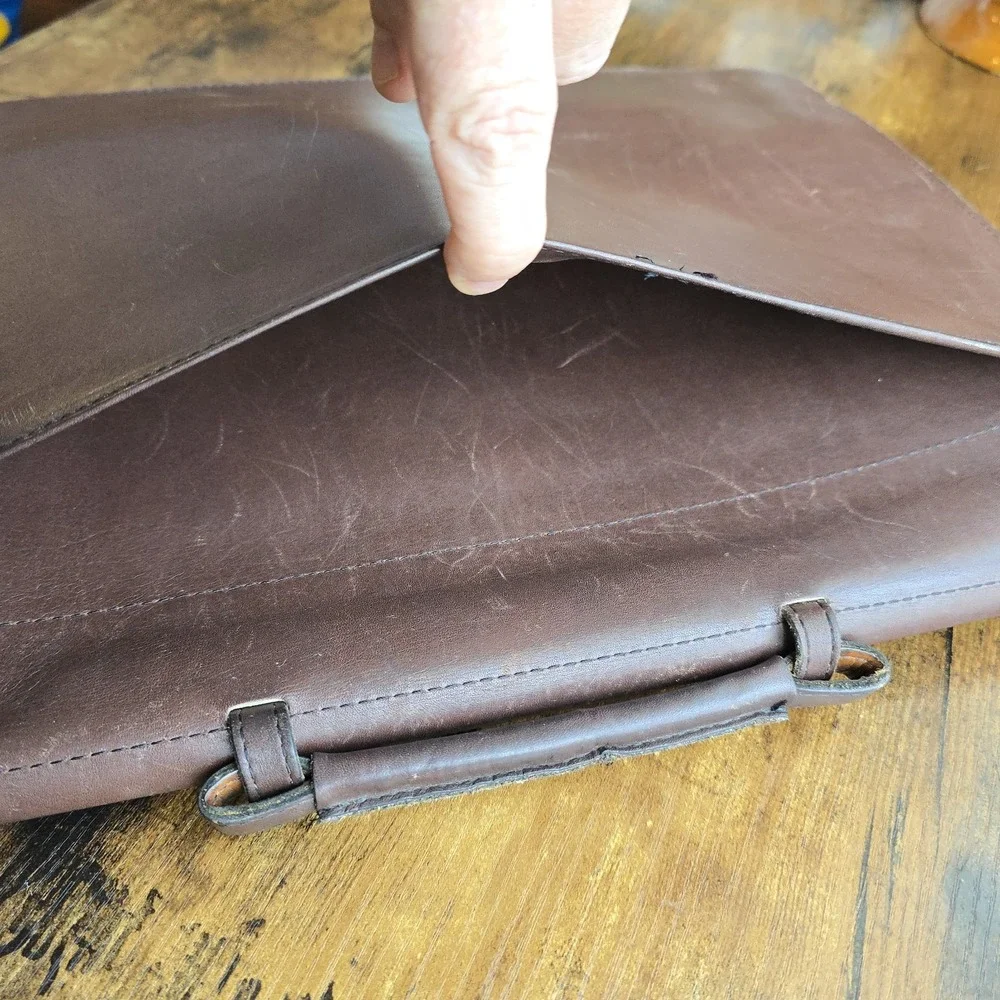 Vintage Kelly's Leathers Briefcase 16x12 Brown‎ Leather Satchel USA Richmond IL